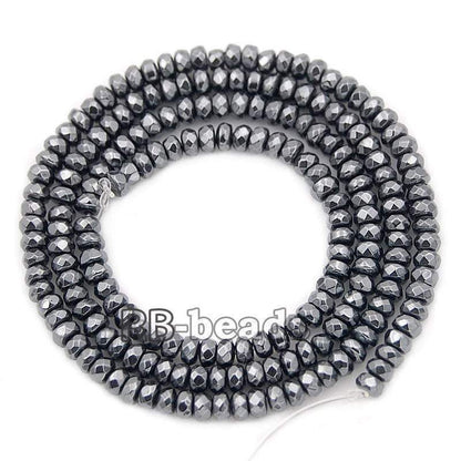 Natural Faceted Black Hematite Rondelle Beads,  2-10mm  16'' strand 