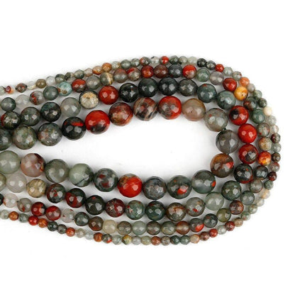 Natural Faceted Bloodstone Round Beads, size 6-10mm, 15.5'' strand 