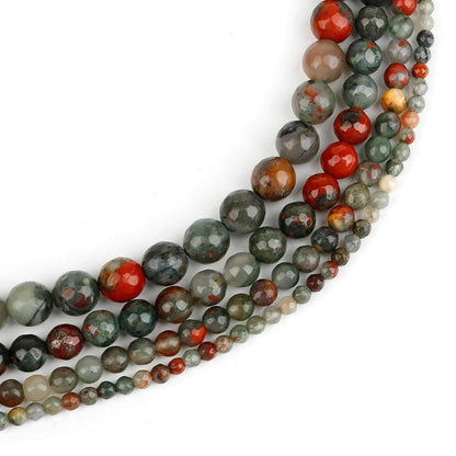 Natural Faceted Bloodstone Round Beads, size 6-10mm, 15.5'' strand 