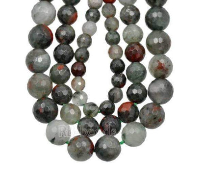 Natural Faceted Bloodstone Round Beads, size 6-10mm, 15.5'' strand 