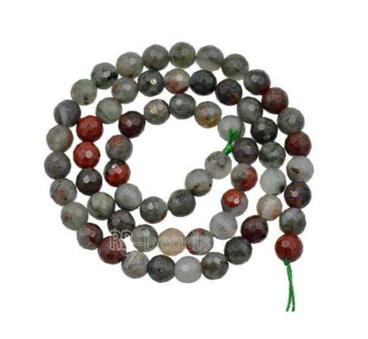 Natural Faceted Bloodstone Round Beads, size 6-10mm, 15.5'' strand 