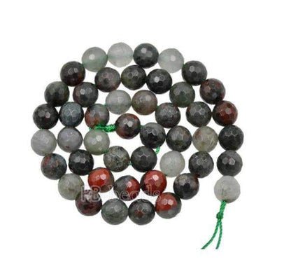 Natural Faceted Bloodstone Round Beads, size 6-10mm, 15.5'' strand 