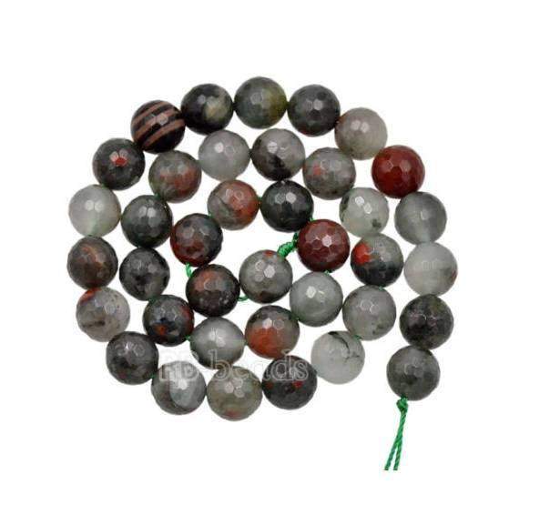 Natural Faceted Bloodstone Round Beads, size 6-10mm, 15.5'' strand 