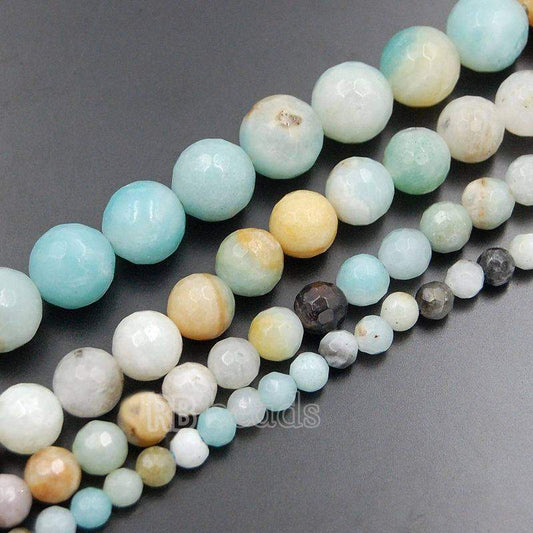 Natural Faceted Blue Amazonite Beads, Size 4-16mm, 15.5 inch strand 