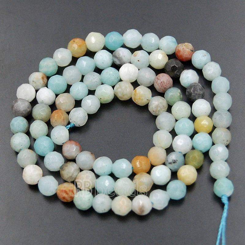 Natural Faceted Blue Amazonite Beads, Size 4-16mm, 15.5 inch strand 