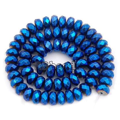 Natural Faceted Blue Hematite Rondelle Beads,  2-10mm  16'' strand 