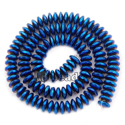 Natural Faceted Blue Hematite Rondelle Beads,  2-10mm  16'' strand 