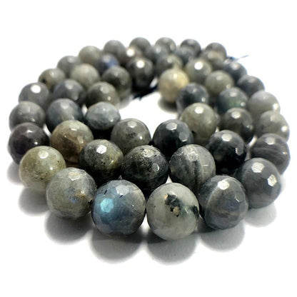 Natural Faceted Blue Labradorite Beads, 4-10mm Round Jewelry Gemstone, 15.5 strand 