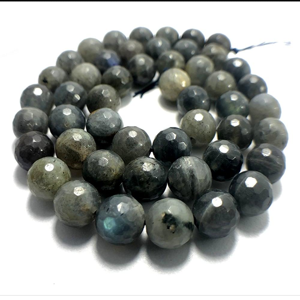 Natural Faceted Blue Labradorite Beads, 4-10mm Round Jewelry Gemstone, 15.5 strand 