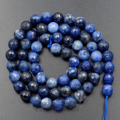 Natural Faceted Blue Sodalite beads, 4mm 6mm 8mm Sodalite beads, Round Jewelry Gemstone Stone Beads 15''5 st For Jewelry making and Beading 