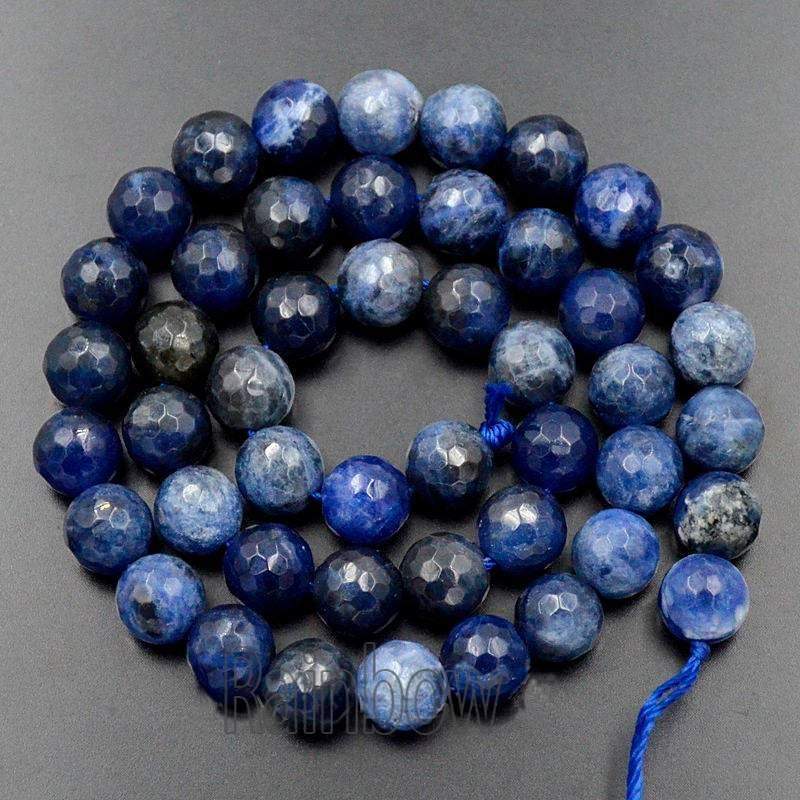Natural Faceted Blue Sodalite beads, 4mm 6mm 8mm Sodalite beads, Round Jewelry Gemstone Stone Beads 15''5 st For Jewelry making and Beading 
