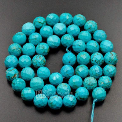 Natural Faceted Blue Turquoise Beads, 4mm 6mm 8mm 10mm Round Jewelry Gemstone Spacer Stone Beads, 15''5 st. For Jewelry making and Beading 