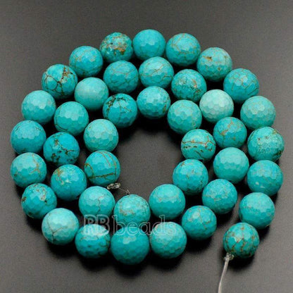 Natural Faceted Blue Turquoise Beads, 4mm 6mm 8mm 10mm Round Jewelry Gemstone Spacer Stone Beads, 15''5 st. For Jewelry making and Beading 