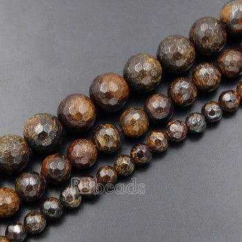 Natural Faceted Brown Bronzite Beads, size 4-8mm , 15.5'' inch strand 