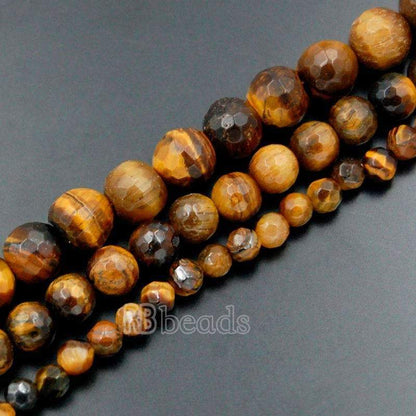 Natural Faceted Brown Yellow Tiger Eye Beads, Gemstone Beads, Jewelry Round Stone Spacer Beads 4mm 6mm 8mm 10mm 