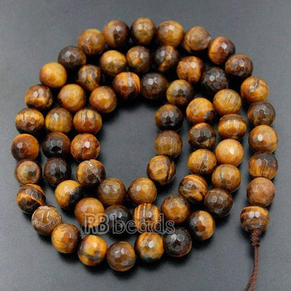 Natural Faceted Brown Yellow Tiger Eye Beads, Gemstone Beads, Jewelry Round Stone Spacer Beads 4mm 6mm 8mm 10mm 