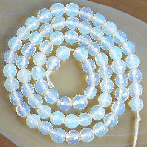 Natural Faceted Clear White Opalite Beads 4mm 6mm 8mm 10mm Gemstone Beads, Stone Round Natural Beads, 15''5 strand 