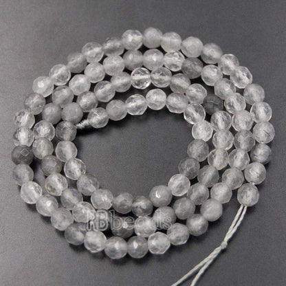 Natural Faceted Cloudy Gemstone Quartz Beads, Jewelry Loose 4mm 6mm 8mm  Gray Quartz Stone Round  Beads, For Jewelry making and Beading 