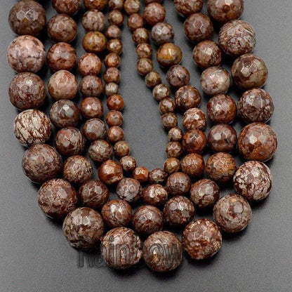 Natural Faceted Coffee Jasper Brown Beads, 6-10mm Round, 15.5'' strand 