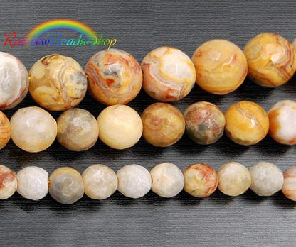 Natural Faceted Crazy Agate beads, Round 6-12mm, 15.5'' inch strand 