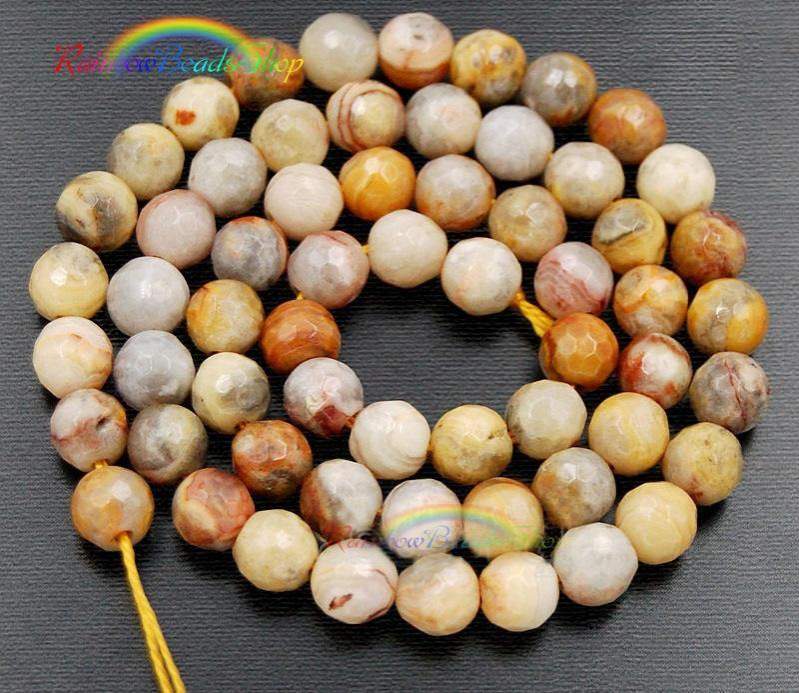 Natural Faceted Crazy Agate beads, Round 6-12mm, 15.5'' inch strand 