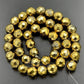 Natural Faceted Gold Hematite Beads, Round, 15.5''' full strand 