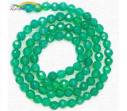 Natural Faceted Green Agate beads, Round 4-10mm, 15.5'' inch strand 