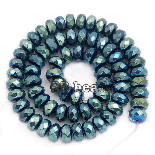 Natural Faceted Green Hematite Rondelle Beads,  2-10mm  16'' strand 