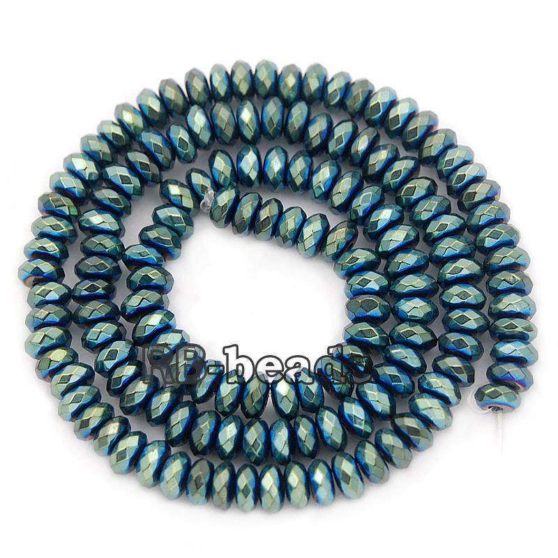 Natural Faceted Green Hematite Rondelle Beads,  2-10mm  16'' strand 