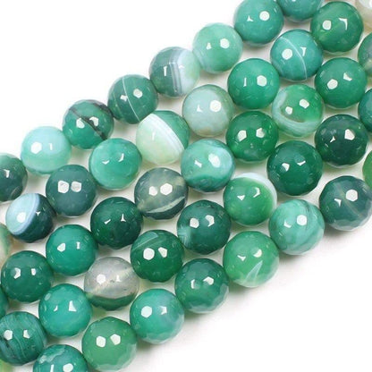 Natural Faceted Green Stripe Agate beads, Round 6-10mm, 15.5'' strand 