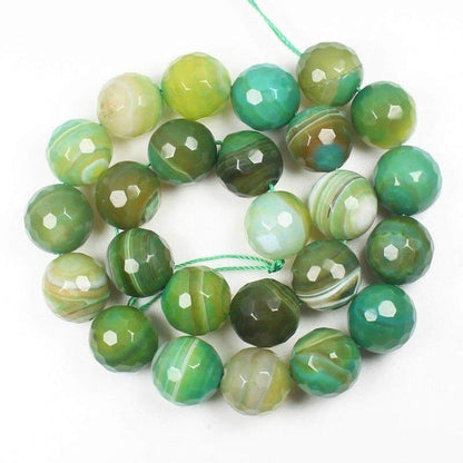 Natural Faceted Green Stripe Agate beads, Round 6-10mm, 15.5'' strand 