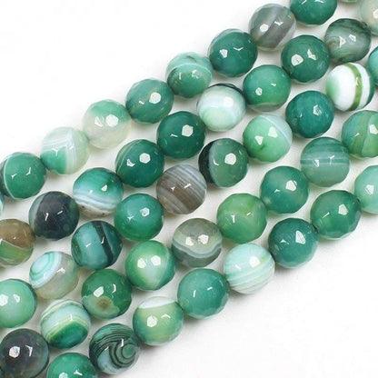 Natural Faceted Green Stripe Agate beads, Round 6-10mm, 15.5'' strand 