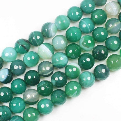 Natural Faceted Green Stripe Agate beads, Round 6-10mm, 15.5'' strand 