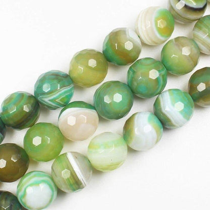 Natural Faceted Green Stripe Agate beads, Round 6-10mm, 15.5'' strand 