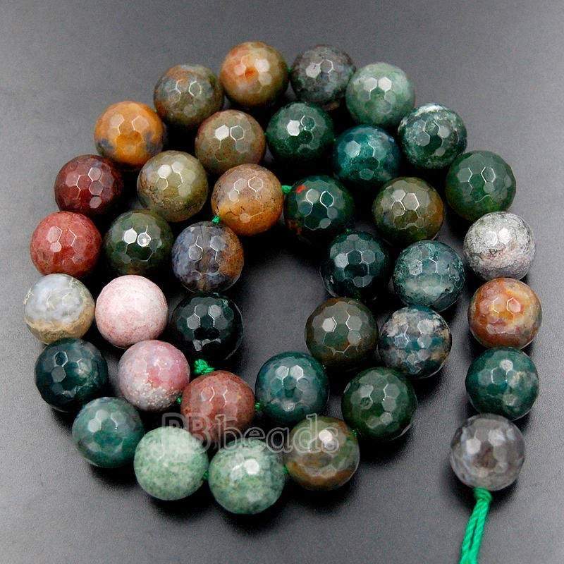 Natural Faceted Indian Agate Beads, Round, 4-12mm, 15.5" full strand 