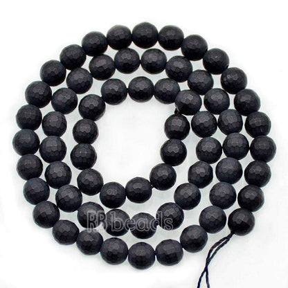 Natural Faceted Matte black Onyx Beads, 4-14mm Round Jewelry Gemstone 