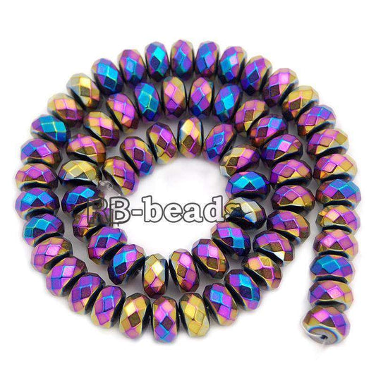 Natural Faceted Multicolor Hematite Rondelle Beads, 2-10mm 16'' strand 