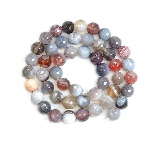 Natural Faceted Persian Botswana Agate Beads, Round 6-14mm 15.5'' str 