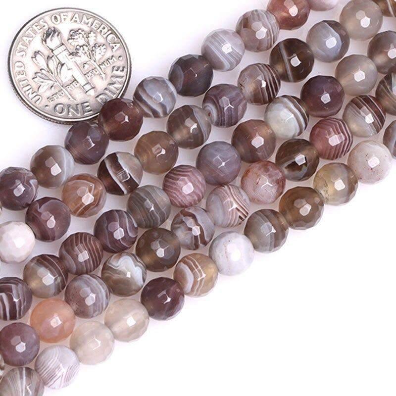 Natural Faceted Persian Botswana Agate Beads, Round 6-14mm 15.5'' str 