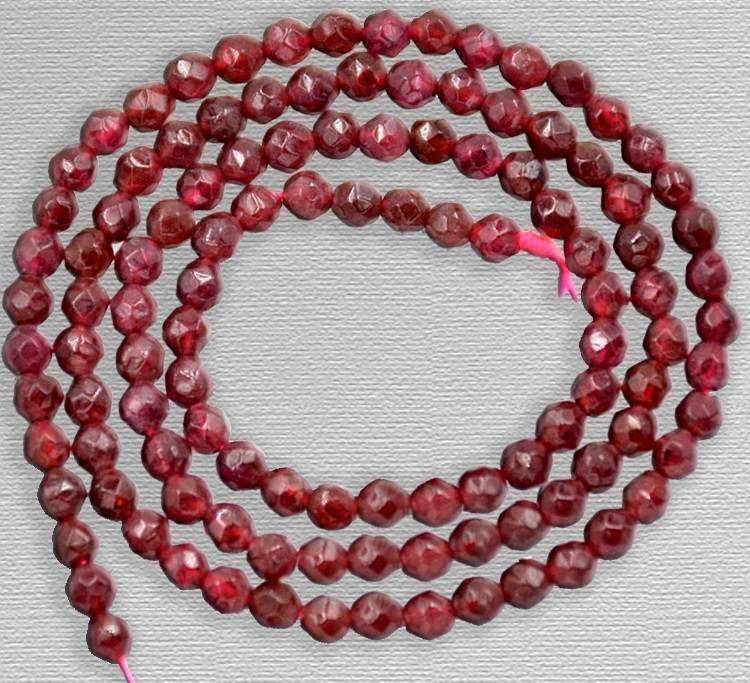 Natural Faceted Red Garnet Beads, Round, 2-3 mm, 15.5'' strand 
