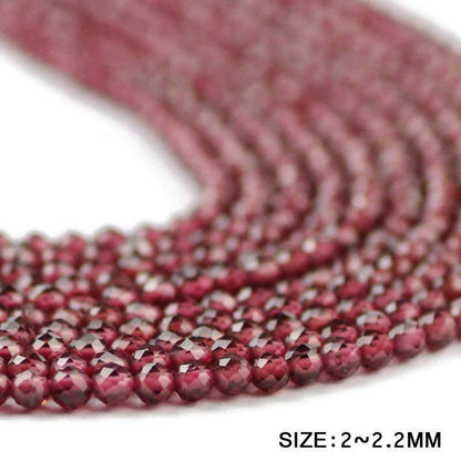 Natural Faceted Red Garnet Beads, Round, 2-3 mm, 15.5'' strand 