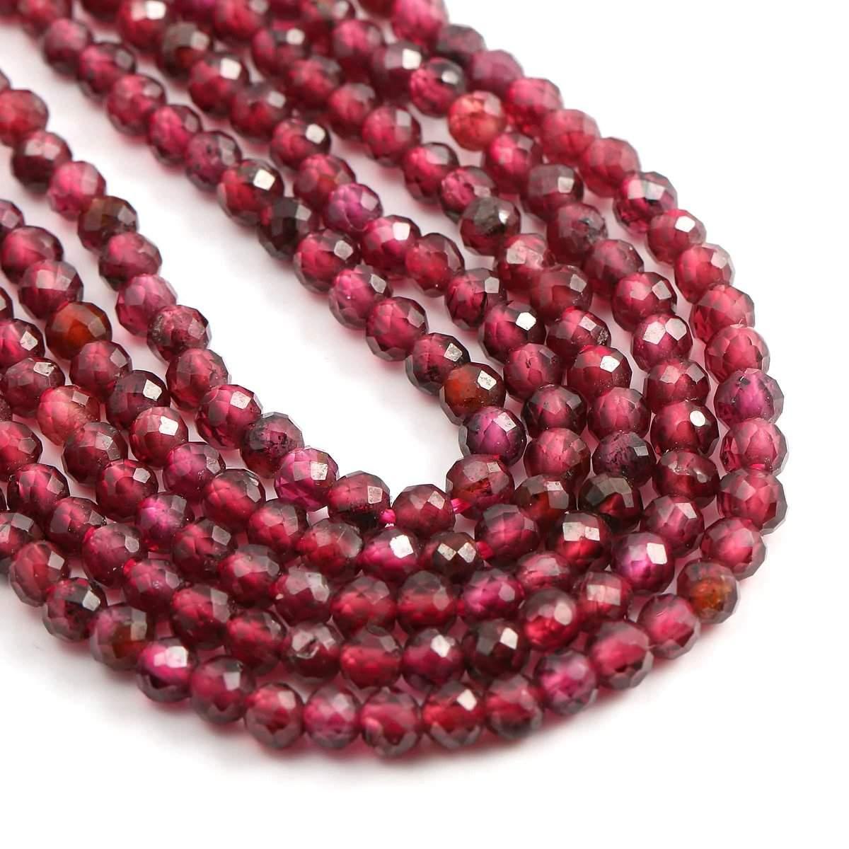 Natural Faceted Red Garnet Beads, size 4-10mm, Round, 15.5'' strand 