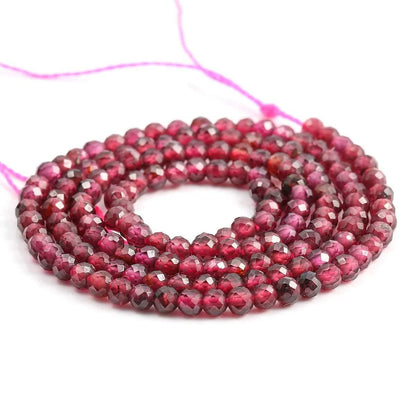 Natural Faceted Red Garnet Beads, size 4-10mm, Round, 15.5'' strand 