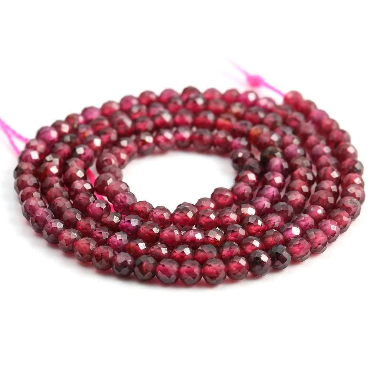 garnet round beads faceted 4mm - Beads and Pieces