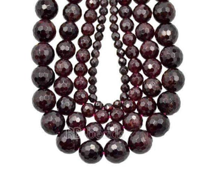 Natural Faceted Red Garnet Beads, size 4-10mm, Round, 15.5'' strand 