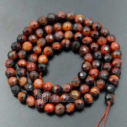 Natural Faceted Red Tiger Eye Beads, 4mm 6mm 8mm 10mm Gemstone Beads,  Round Jewelry Spacer Stone Beads, 15''5 strand 