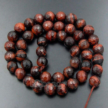 Natural Faceted Red Tiger Eye Beads, 4mm 6mm 8mm 10mm Gemstone Beads,  Round Jewelry Spacer Stone Beads, 15''5 strand 