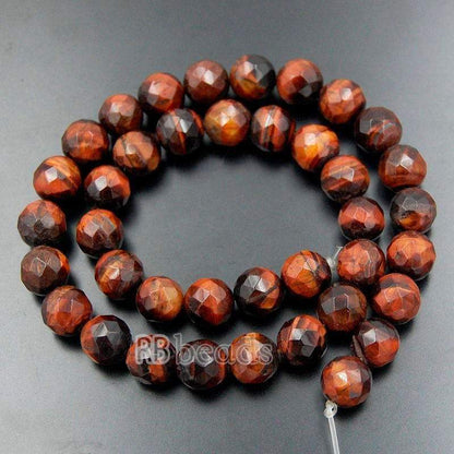 Natural Faceted Red Tiger Eye Beads, 4mm 6mm 8mm 10mm Gemstone Beads,  Round Jewelry Spacer Stone Beads, 15''5 strand 