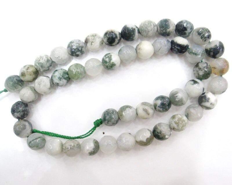 Natural Faceted Tree Agate Beads, Round 6-10mm, 15.5'' inch strand 