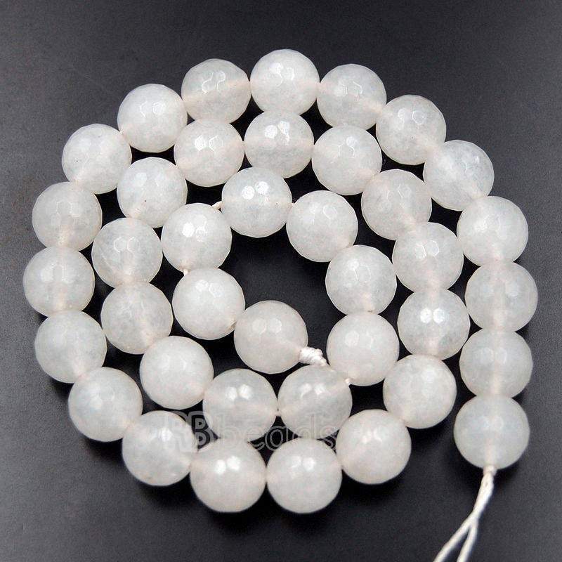Natural Faceted White Candy Jade Beads, 4-10mm, 15''5 strand 